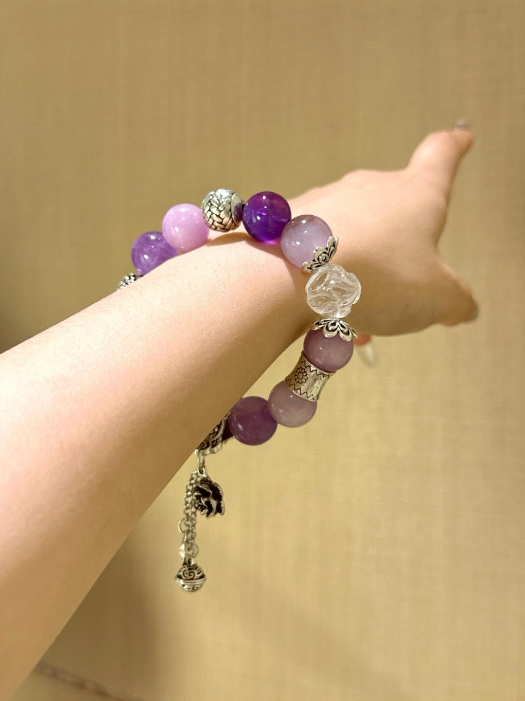 Purple Multi-Gem White Crystal Fox Bracelet