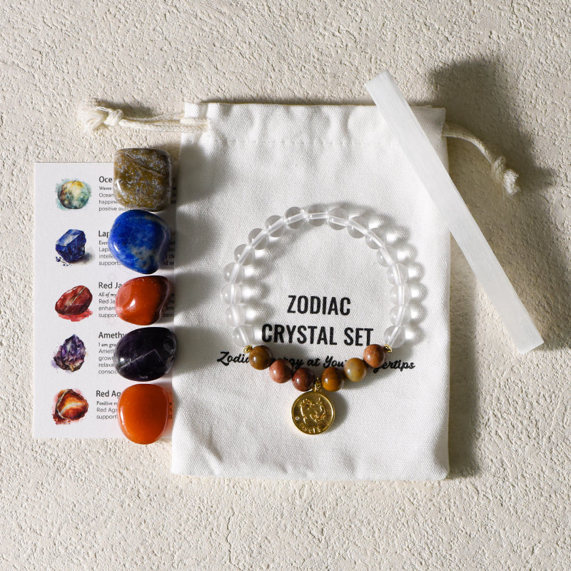 Zodiac Healing Stone Bracelet Set with crystal Stones
