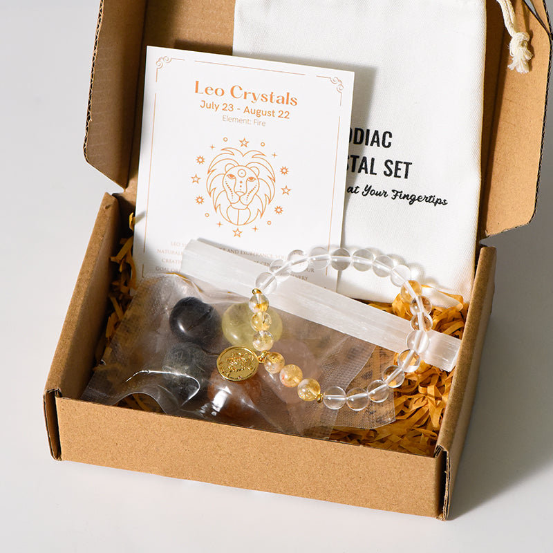 Zodiac Healing Stone Bracelet Set with crystal Stones