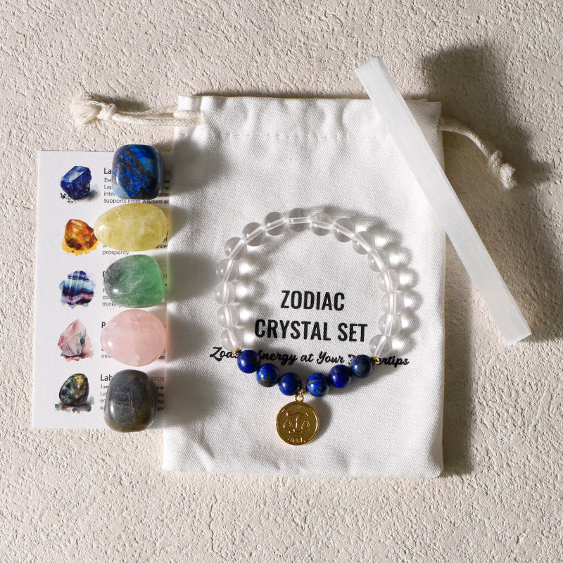 Zodiac Healing Stone Bracelet Set with crystal Stones