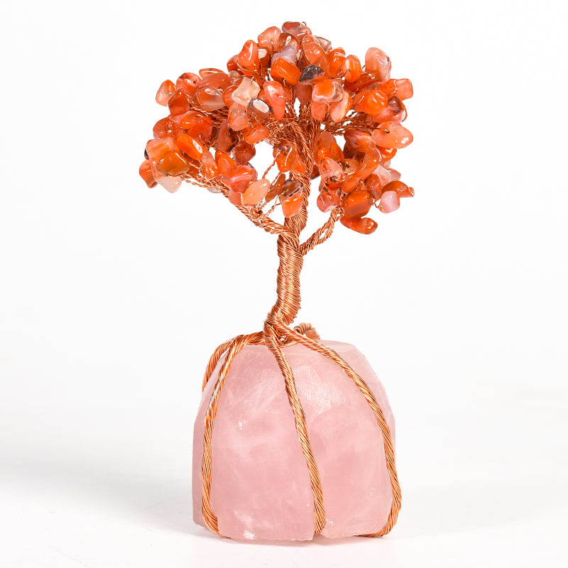 Rose Quartz Base Wire-Wrapped Crystal Tree｜Fortune Tree｜Feng Shui Tree