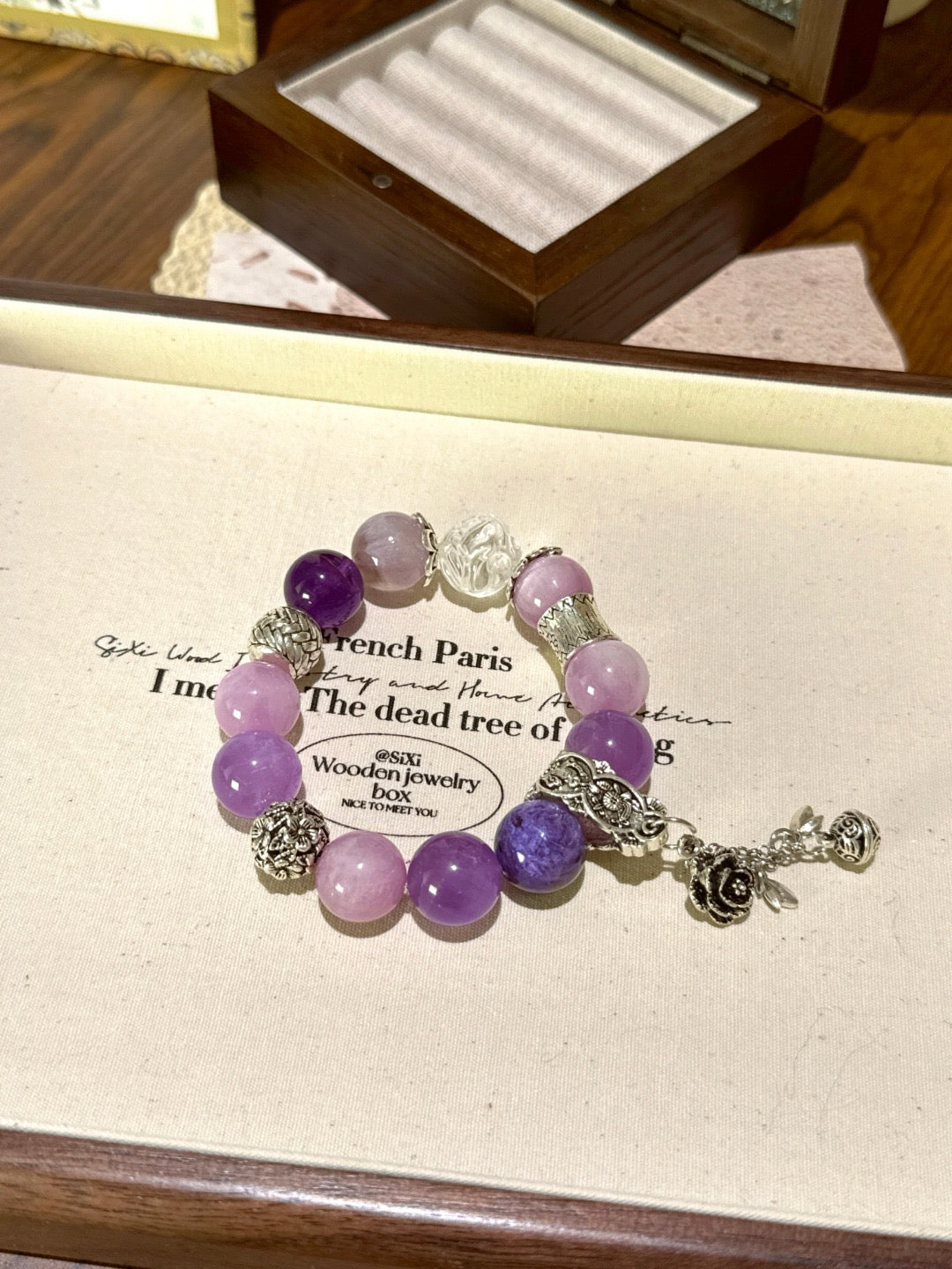 Purple Multi-Gem White Crystal Fox Bracelet
