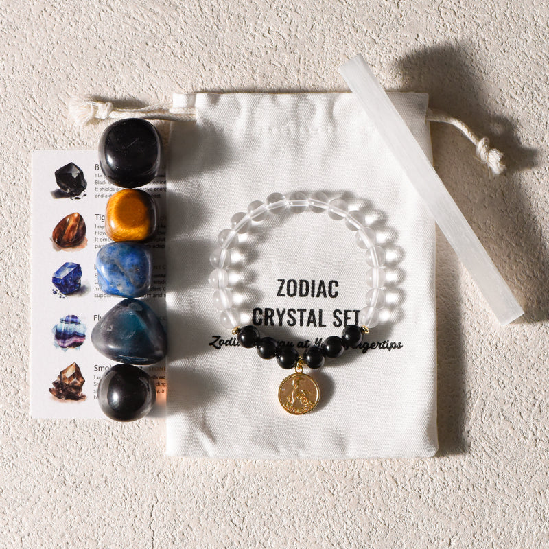 Zodiac Healing Stone Bracelet Set with crystal Stones