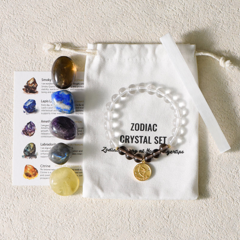 Zodiac Healing Stone Bracelet Set with crystal Stones