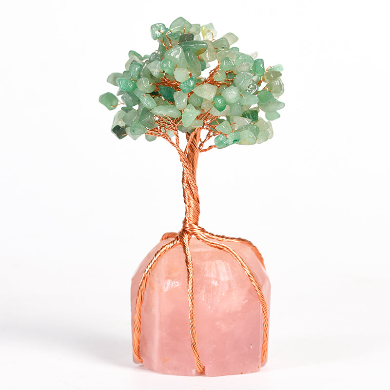 Rose Quartz Base Wire-Wrapped Crystal Tree｜Fortune Tree｜Feng Shui Tree