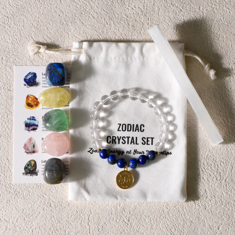 Zodiac Healing Stone Bracelet Set with crystal Stones