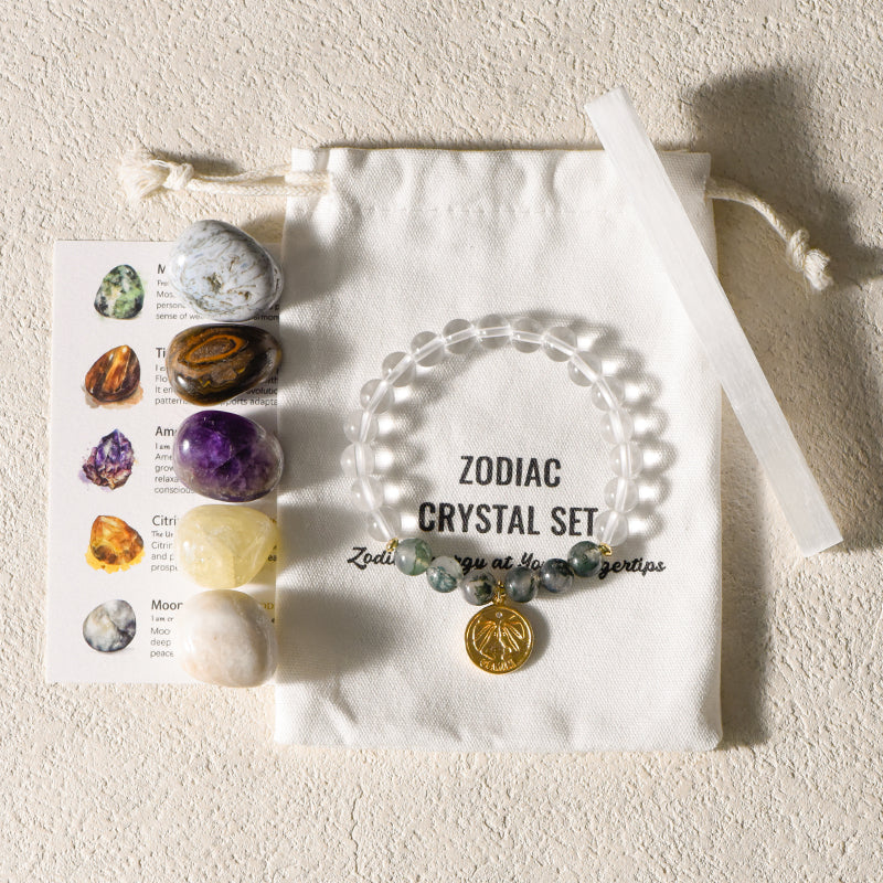 Zodiac Healing Stone Bracelet Set with crystal Stones